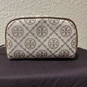 Tory Burch T Monogram Jacquard Mini Cosmetic Case Bag Tory Beige